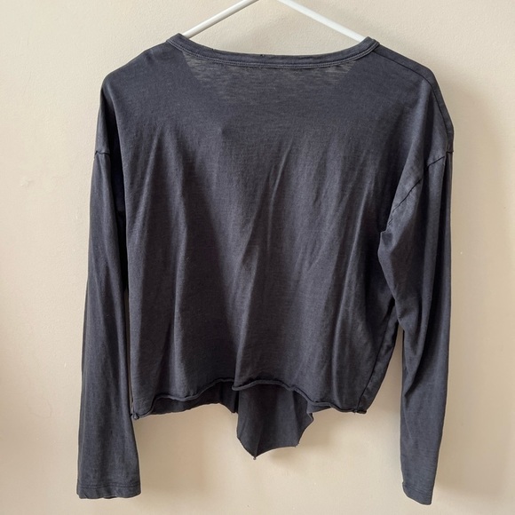 aerie button snap long sleeve Henley top dark gray size S - Picture 3 of 5